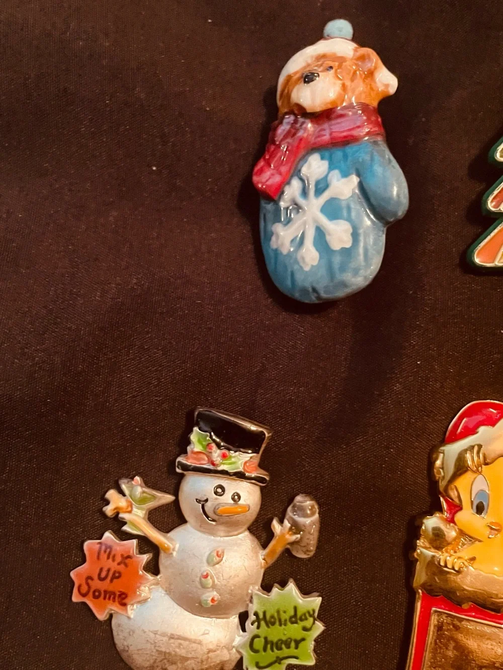 Kids Holiday Charm Pendants & Pins, Red, Green, White, Silver